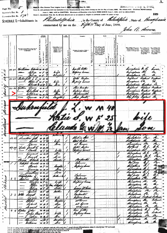 W.C. Fields - 1880 Census